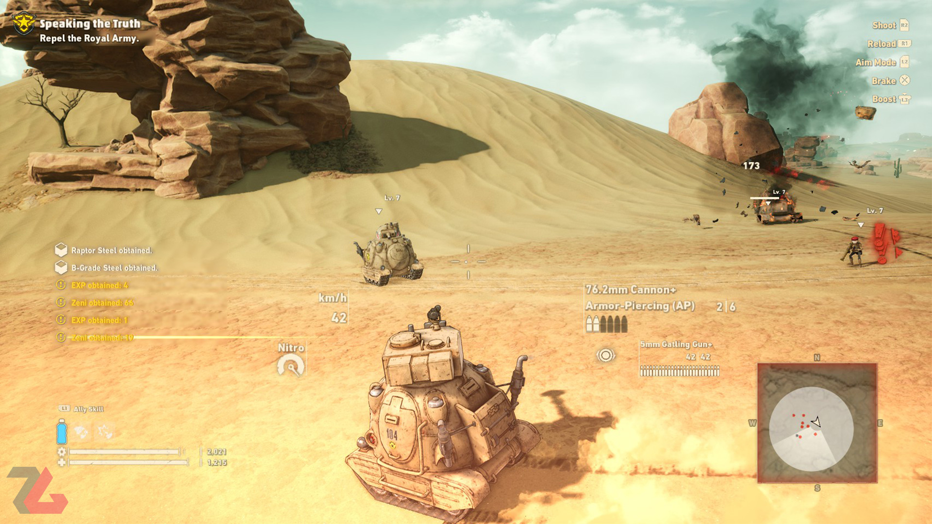 مبارزه با تانک در بازی Sandland