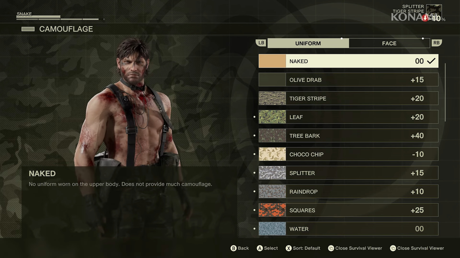 منوی بازی Metal Gear Solid Delta: Snake Eater 