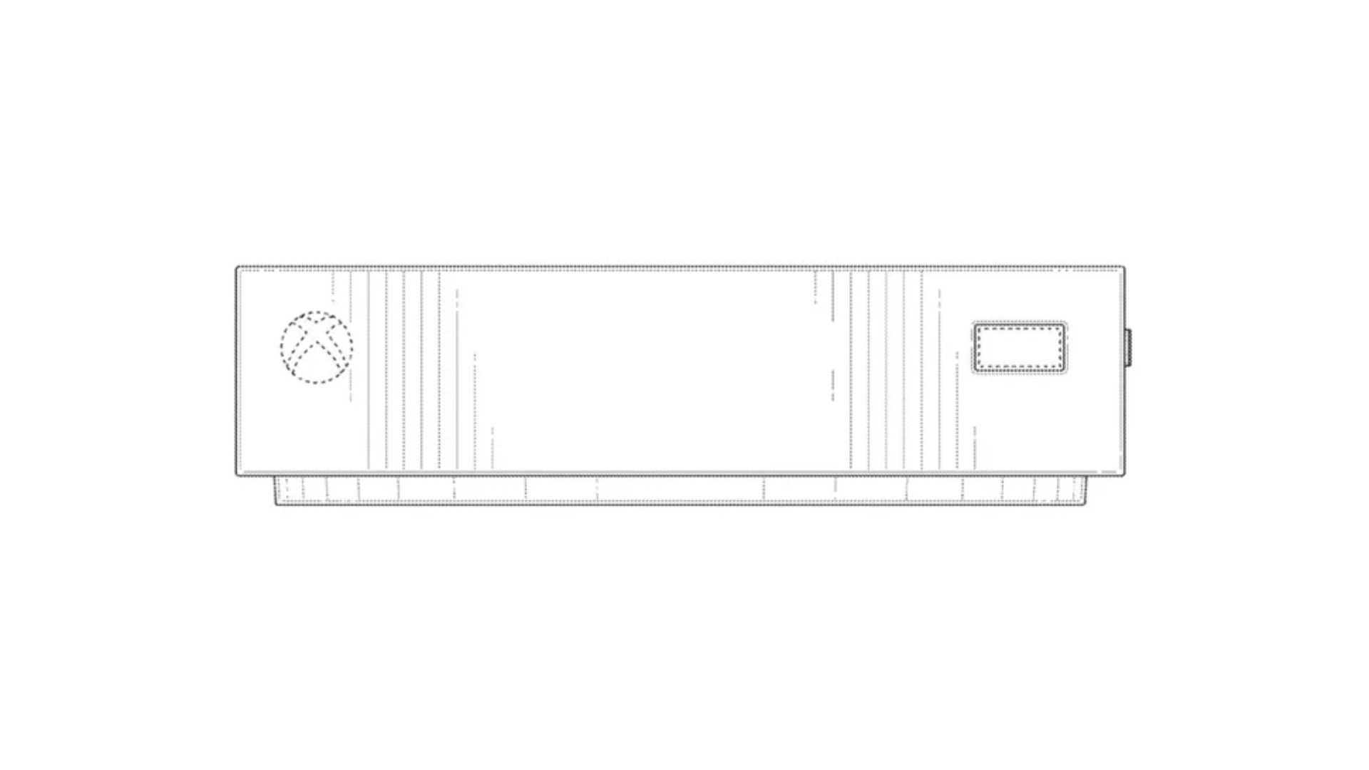 طراحی پنل جلویی کنسول ایکس باکس کی استون در اسناد ثبت اختراع مایکروسافت xbox keystone front view from microsoft patent