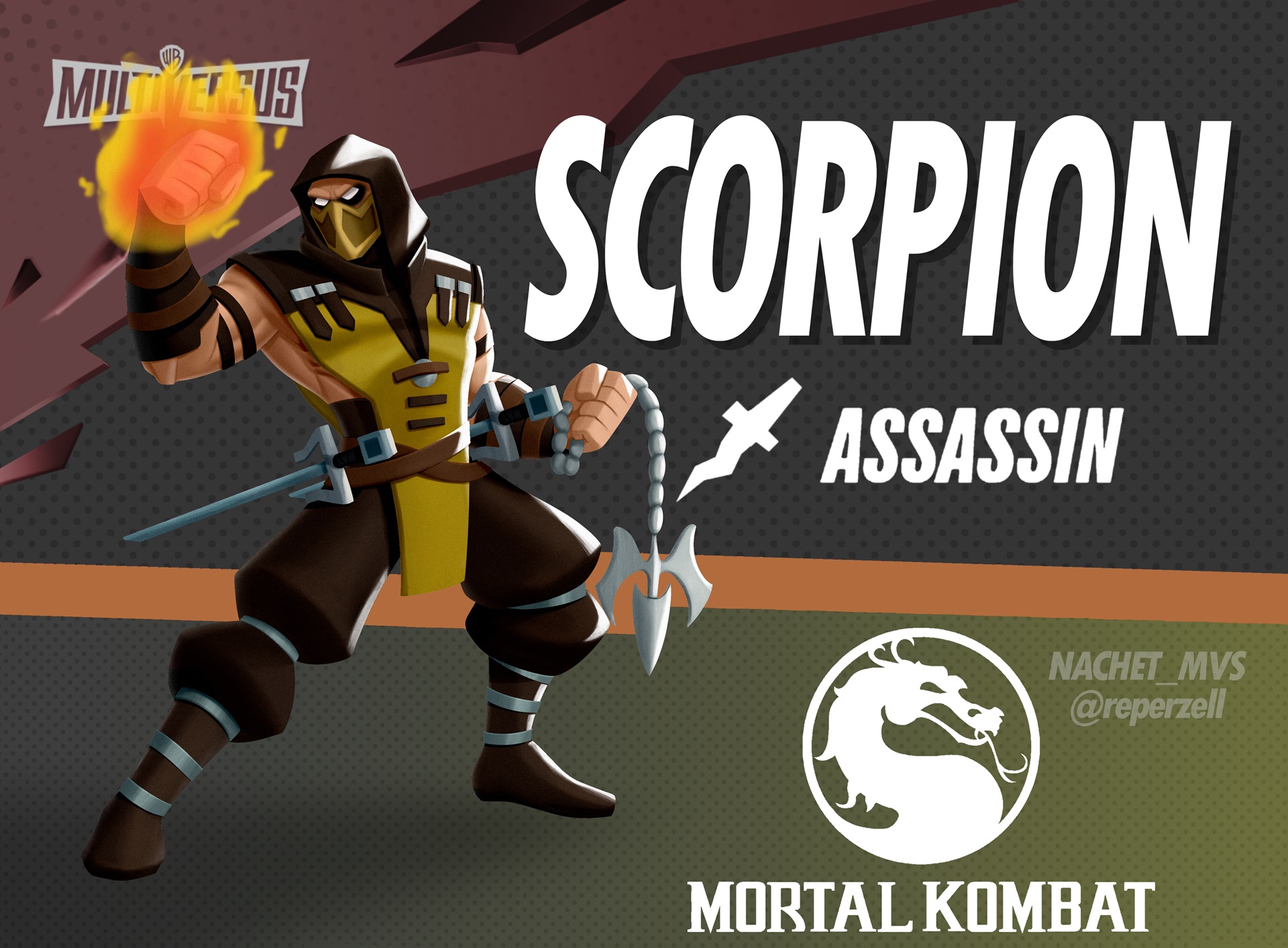 پست طرفداری از شخصیت Scorpion در بازی MultiVersus