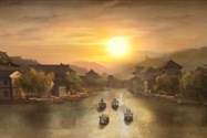 انیمه Mo Dao Zu Shi - غروب آفتاب در امتداد منظره رودخانه
