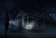 کلر ردفیلد با چراغ قوه در خارج یک کلبه در انیمیشن Resident Evil: Infinite Darkness