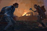 الی در حال نبرد با اسکارها در محیط پیکسلی در The Last of Us Part II